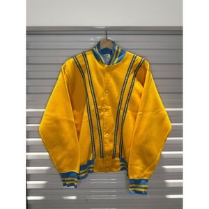 Vintage 1950's Champion Maine West‎ Varsity Jacket Yellow Mens Medium Snap Front